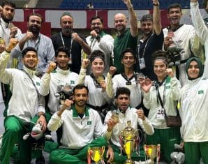 Pakistan Taekwondo team with their championship medals