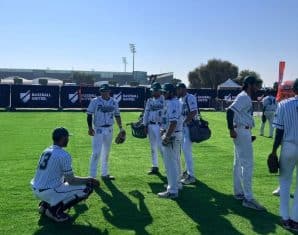 Pakistan baseball team warming up before Bangladesh game at Arab Classic