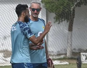 Jason Gillespie coaching at PCB Academy