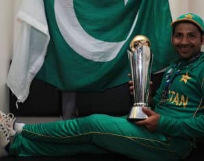 Sarfaraz Ahmed after winning the Champions Trophy