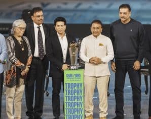 Sunil Gavaskar during a champions trophy event