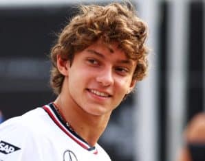 Andrea Kimi Antonelli in a Mercedes shirt