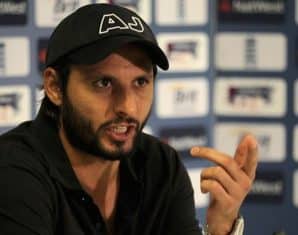 Shahid Afridi during a press conference