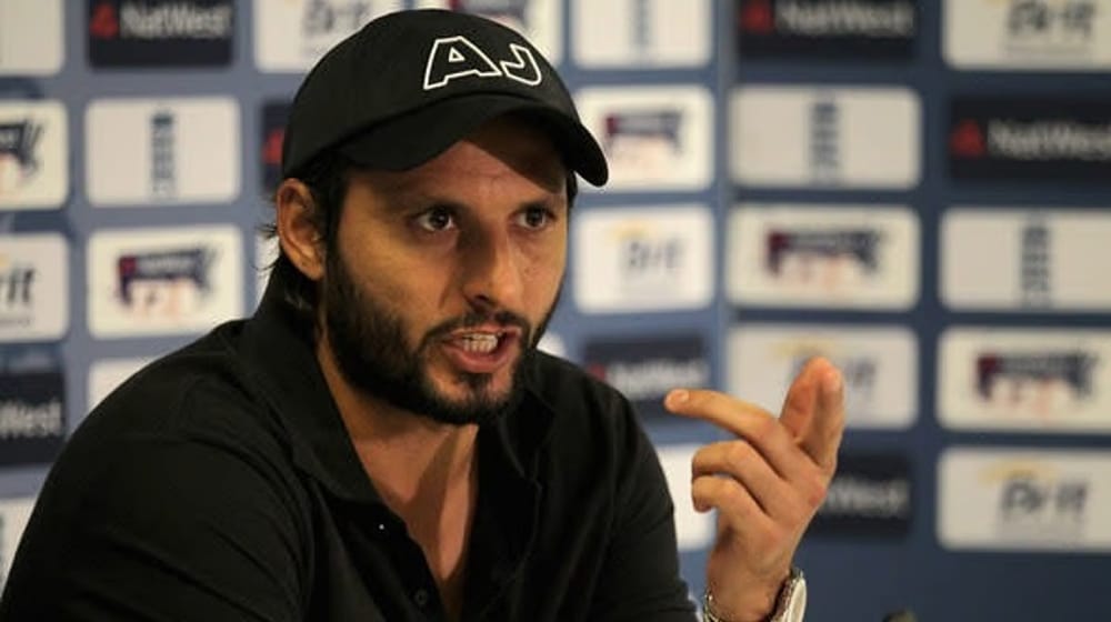 Shahid Afridi during a press conference