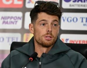 Mitchell Santner during a press conference