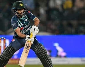 Mohammad Haris plays a shot