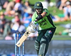 Usman Khan during the first ODI