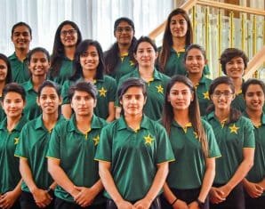 Pakistan women's cricketers during a photoshoot