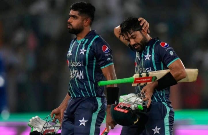 Babar Azam and Mohamamd Rizwan walk back after a match