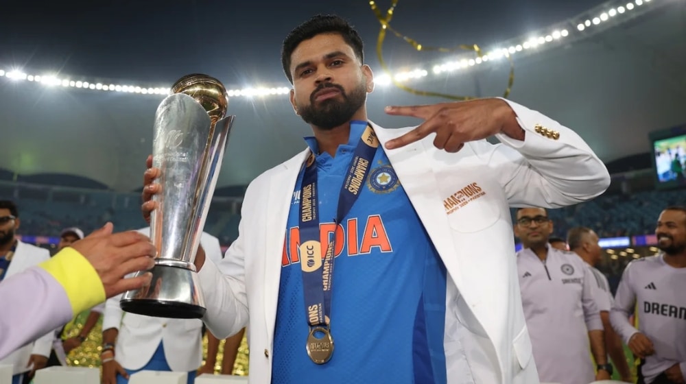 Shreyas Iyer after winning the Champions Trophy