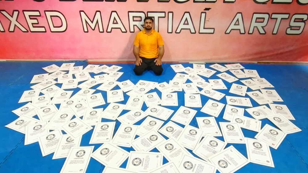Irfan Mehsood with his records