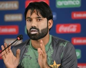 Mohammad Rizwan during a press conference