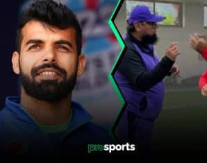 Shadab Khan and Saqlain Mushtaq during a practice session