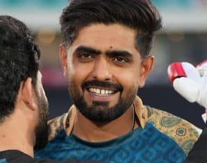 Babar Azam before a PSL X game