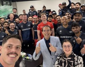 Islamabad United's team in the dressing room