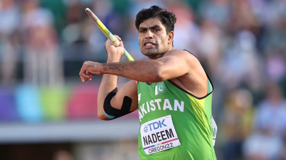 Arshad Nadeem during a Javelin event