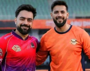 Imad Wasim with Rashid Khan