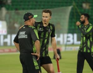 Rusell Domingo during a training session with Lahore Qalandars