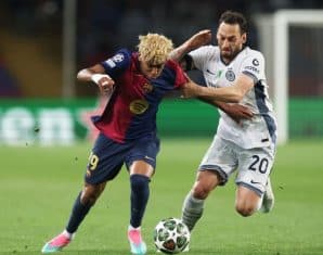 Inter Milan and Barcelona during their Champions League first leg fixture