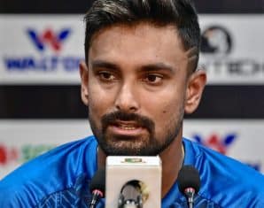 Litton Das during a press conference