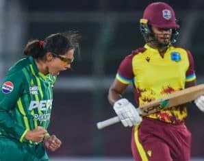 Sadia Iqbal celebrates a wicket