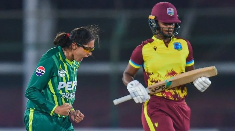 Sadia Iqbal celebrates a wicket