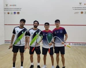 Pakistani players before their Asian Team Squash Championships match