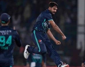 Haris Rauf celebrates a wicket