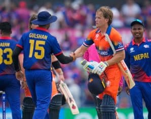 Nepal and Netherlands players after a game