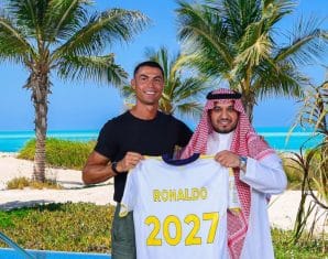 Cristiano Ronaldo during the signing of his new Al Nassr Contract