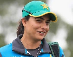 Sana Mir during her playing years before ICC Hall of Fame induction