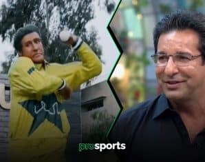 Wasim Akram and his statute side by side