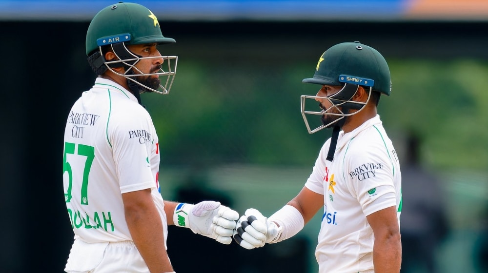 Abdullah Shafique and Saud Shakeel during a match