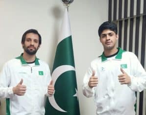 Pakistani players before the Asian Squash Championships