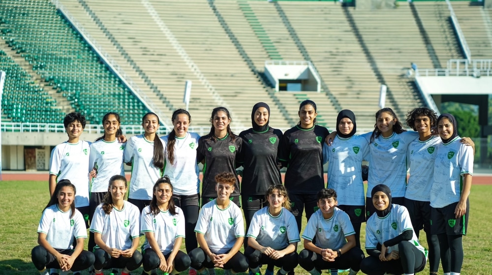Pakistan women's football team during a training session for Asian Cup Qualifiers