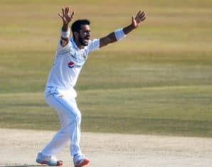 Hasan Ali during a test match