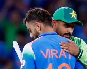 Virat Kohli and Babar Azam after a game