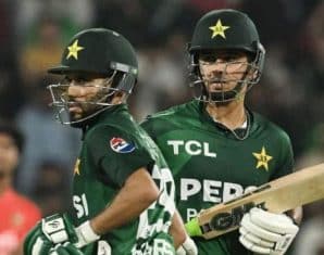 Mohammad Haris and Saim Ayub during a match