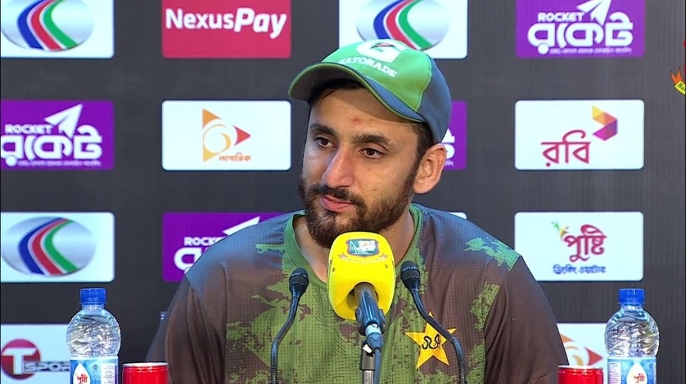 Salman Ali Agha during a press conference