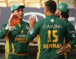 Pakistan Champions players during a WCL 2025 match