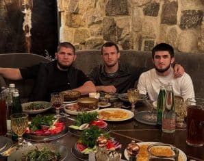 Khabib Nurmagomedov pictured in a diner