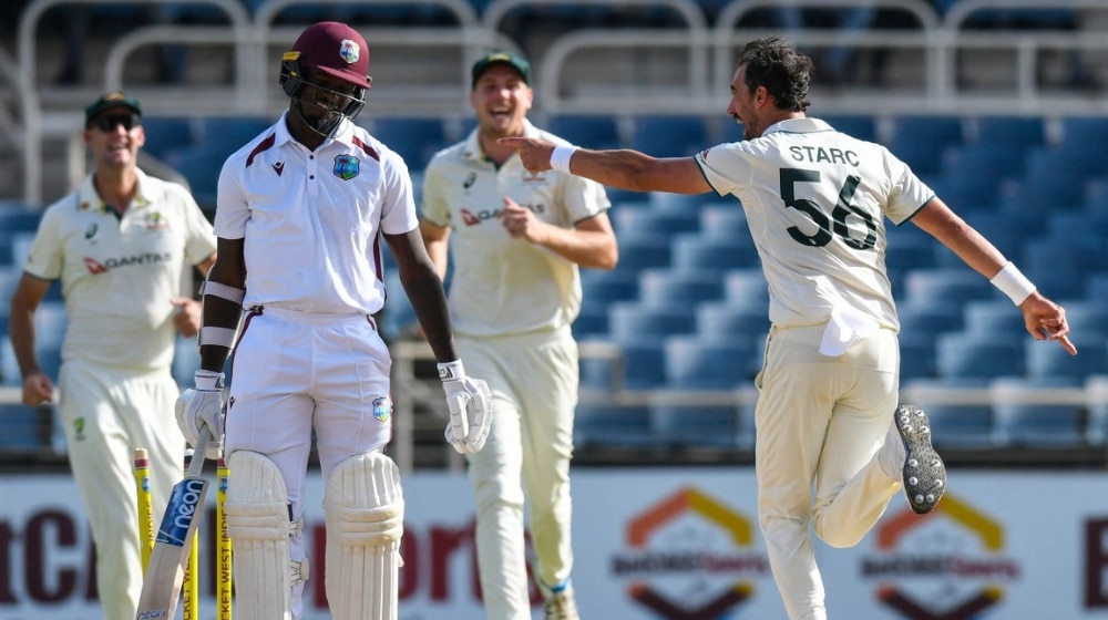 Mitchell Starc celebrates a wicket