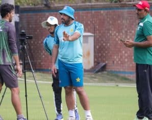 Wahab Riaz during a Pakistan training camp after being linked with the Shaheens