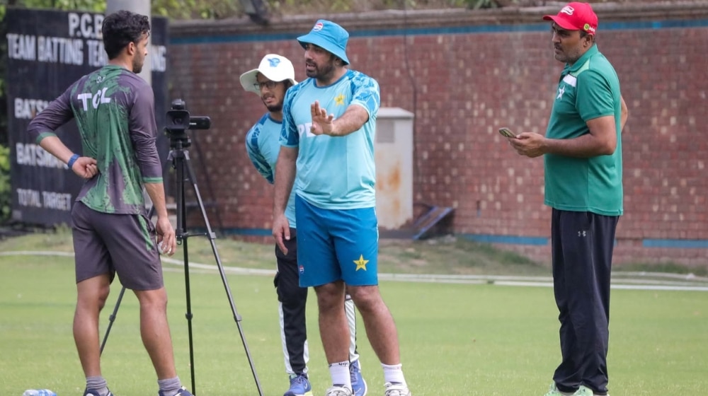 Wahab Riaz during a Pakistan training camp after being linked with the Shaheens