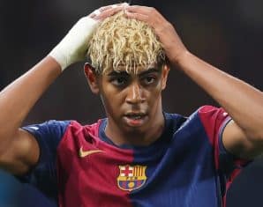 Lamine Yamal during a fixture for Barcelona