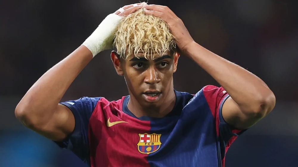 Lamine Yamal during a fixture for Barcelona