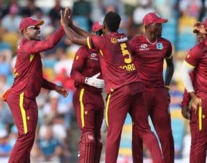 Matthew Forde celebrates a wicket
