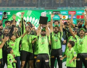 PSL winners Lahore Qalandars celebrating winning the final