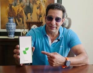 A promotional image featuring Wasim Akram