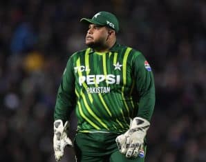 Azam Khan during an international match